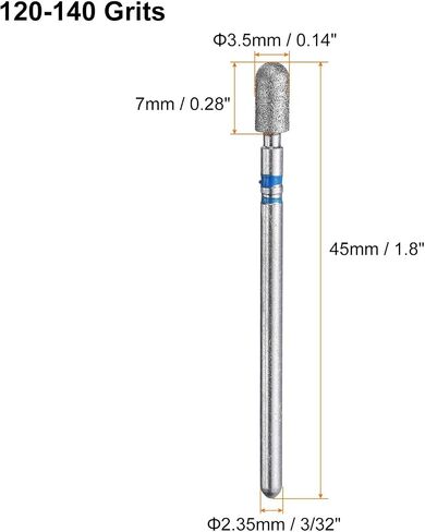 HARFINGTON 120-140 Grits Diamond Grinding Bit 3.5mm رأس كروي أسطواني 2.35mm عرقوب 7mm طول الحجر الرملي لقم الثقب أداة دوارة لطحن زجاج السيراميك، تلميع، أزرق in Saudi Arabia
