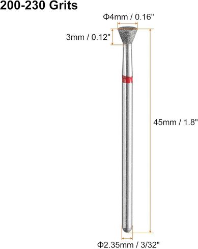 HARFINGTON 5pcs 200-230 Grits Diamond Grinding Bit 4mm Inverted Cone Head 2.35mm Shank 3mm Length Stone Sanding Drill Bits Rotary Tool for Ceramic Glass Grinding, Polishing in Saudi Arabia