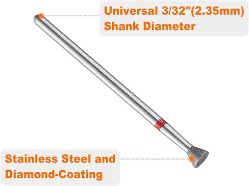 HARFINGTON 5pcs 200-230 Grits Diamond Grinding Bit 4mm Inverted Cone Head 2.35mm Shank 3mm Length Stone Sanding Drill Bits Rotary Tool for Ceramic Glass Grinding, Polishing in Saudi Arabia