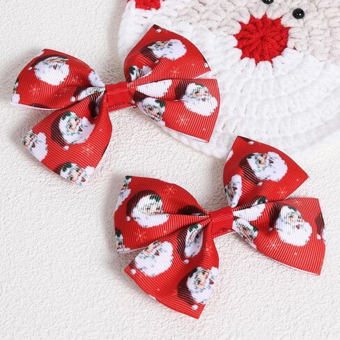 4pc Christmas Pink Candy Cane Ribbon Hair Bow Clips for little Teen Toddler Baby Girls Cute Candy Cane Decorations Hair Pins Barrettes Kids Xmas Tree Wreath Decor Accessories Gift in Saudi Arabia