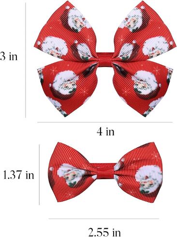 4pc Christmas Pink Candy Cane Ribbon Hair Bow Clips for little Teen Toddler Baby Girls Cute Candy Cane Decorations Hair Pins Barrettes Kids Xmas Tree Wreath Decor Accessories Gift in Saudi Arabia