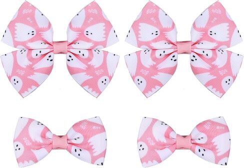 4pc Christmas Pink Candy Cane Ribbon Hair Bow Clips for little Teen Toddler Baby Girls Cute Candy Cane Decorations Hair Pins Barrettes Kids Xmas Tree Wreath Decor Accessories Gift in Saudi Arabia