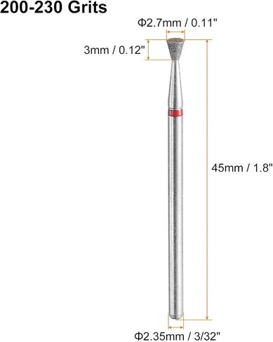 HARFINGTON 5 قطع 200-230 فريتة ألماس لقمة طحن 4 مم رأس مخروطي مقلوب 2.35 مم عرقوب 3 مم طول حجر صنفرة لقمة ثقب أداة دوارة لطحن زجاج السيراميك وتلميعه in Saudi Arabia