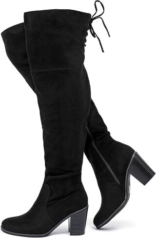 Luoika Women's Wide Calf Over the Knee High Boots, Wide Width Stretchy Fall Winter Boots. in Saudi Arabia