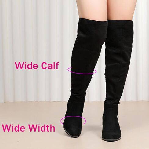 Luoika Women's Wide Calf Over the Knee High Boots, Wide Width Stretchy Fall Winter Boots. in Saudi Arabia