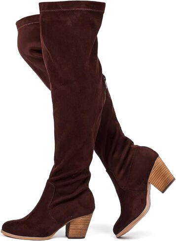 Luoika Women's Wide Calf Over the Knee High Boots, Wide Width Stretchy Fall Winter Boots. in Saudi Arabia