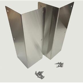 20ga Brushed 304 Stainless Steel Corner Guards for Vinyl Siding - Weed Whacking Protection - 3 3/8" x 3 3/8" x 9 1/2" (Pack of 2)