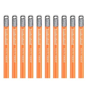 Orange Dry Diamond Bits Set, 10 PCS 3/16" 5mm Diamond Hole Saw Kit with Storage Bottle for Granite Marble Tile Ceramic Stone Glass Hard Materials (Not for Wood) Round Shank
