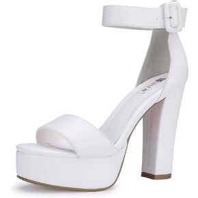 IDIFU IN5 Sabrina Platform Heels for Women Chunky High Heels Block Heeled Sandals Sexy Ankle Strap Heels Wedding Party Dress Shoes Open Toe Heels