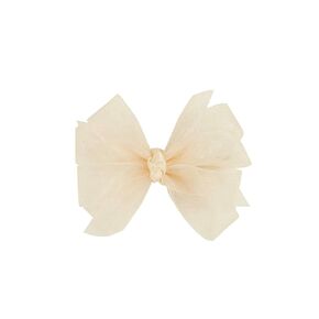 Wee Ones Girls' Organza Double Hair Bow on a WeeStay Clip with Satin Knot Center, Medium, Light Pink