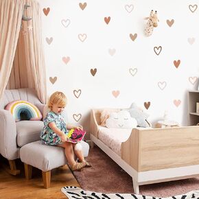 Boho Heart and Hollow Wall Stickers Classroom Decor Art Nursery Wall Decals Peel and Stick for Kids Girls Boys Bedroom Dorm playroom Livingroom