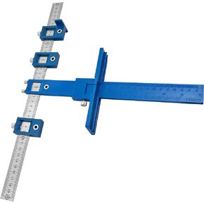Cabinet Hardware Jig Tool ，Wood Drilling Dowelling Guide，Power Tools Drilling Punch Locator for Handles Knobs on Doors and Drawer -Blue Plastic