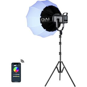 GVM 150W RGB Video Light Kit, 2700K~7500K Bi-Color LED Video Light Photography Studio Lighting Kit with Lantern Softbox & Stand, Continuous Output Lighting Kit with 8 Lighting Effects, CRI 97+