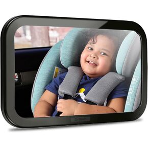 DrBash Baby Car Mirror for Back Seat - 100% Shatterproof, 360° Baby Rotation, New Born Baby Essentials, Rear Facing, Universal & Shake-Proof