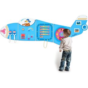 Monläurd® Wooden Airplane Activity Wall Panel for Kids, Sensory Wall Toy, Activity Cube, Wall Toys for Toddlers 1-3, Playroom Toys, Daycare Furniture, Montessori Busy Board