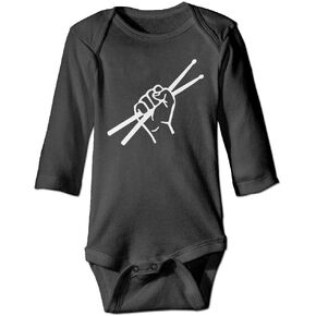 Pengshiliu Drummer Drumsticks Baby Climbing Long Sleeve Onesie 0-6 Month Black
