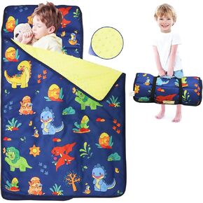 Nap Mat - Nap Mats for Preschool, Toddler Nap Mat with Pillow and Blanket, Sleeping Bag for Kids - Large Rolled Napping Mats, Portable Kids Slumber Bags for Boys and Girls - 52"X21"