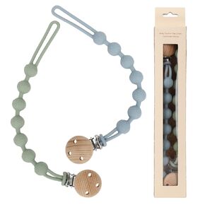 Silicone Pacifier Clips, 2 Pack BPA Free One-Piece Design Pacifier Holder for Baby Boy and Girl 3 Month+, Fit Most Binky & Teether Toys, Best Newborn Shower Gift(Sage, Ether)