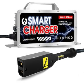 Golf Cart Battery Charger, 15 AMP 48 Volt for Club Car 3-Pin Round Plug Lead Acid Battery, 1400W Quick Charge 48 Volt Club Car Charger, IP67 Waterproof, Fast Heat Dissipation, Durable Shell