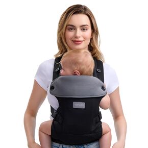 Baby Carrier Newborn to Toddler, Adjustable Neck Support for 7-45lbs, Breathable Comfort, Ergonomic Support for Mom and Baby, Deep Gery