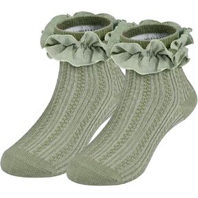 Toddler Girls Ruffle Socks, Newborn Girl Cotton Lace Frilly Socks, Cute Princess Style Dress Socks 1 Pack