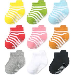 Clowora Baby Boys Girls Non Slip Socks,Infant Toddler Kids Grip Ankle Stretch Socks for Kids 0-5 Years