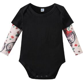 LYSMuch Toddler Baby Boys Girls Tattoo Sleeve Bodysuit Tops Infant Cotton Tattoo Jumpsuit Romper Tattoo Sleeve Outfits