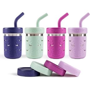 Pandaloo® Smoothie Cups for Kids - Stainless Steel Toddler Tumbler with Straw, Spill-Proof Sippy Cup for Smoothies - BPA-Free, Leak-Proof Lid, Toddler Snack Cups, 10 oz