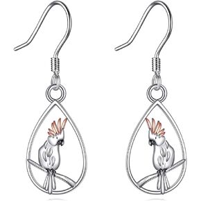 TIGER RIDER Red Cardinal 925 Sterling Silver Earrings Heart Dangle Drop Bird Jewelry for Women Girlfriend lover friend