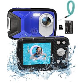 16FT Waterproo Camera, 30MP Underwater Digital Camera with 32G Card and Floating Strap, 18X Zoom Rechargeable Point and Shoot Camera for Snorkeling Swimming