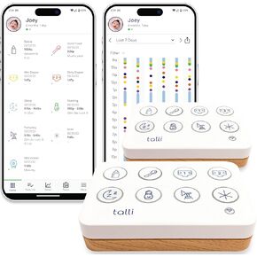 Talli Daily One-Touch Baby Tracker - Baby Monitor to Log Feedings, Diapers, Sleep & More - Electronic Journal Links to Mobile App for Real-Time Baby Monitoring & Tracking - Alexa