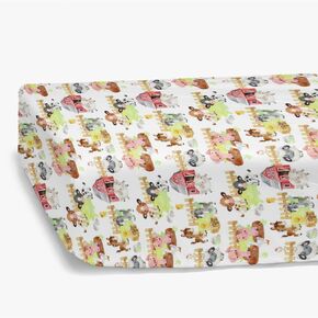 HawSkgFub African Safari Animal Eucalyptus Leaf Fitted Standard Baby Crib Sheet, Neutral Jungle Elephant Giraffe Zebra Lion Toddler Mattress Cover, Soft Stretchy Nursery Bed Sheets Kids Gift 52" x 28"