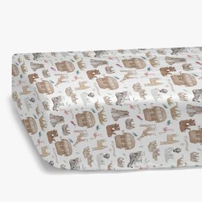 HawSkgFub African Safari Animal Eucalyptus Leaf Fitted Standard Baby Crib Sheet, Neutral Jungle Elephant Giraffe Zebra Lion Toddler Mattress Cover, Soft Stretchy Nursery Bed Sheets Kids Gift 52" x 28"