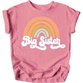 Big Sister Rainbow Big Sister Sibling Reveal Announcement Shirt for Baby and Toddler Girls Sibling Outfits