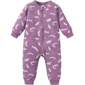 Baby Girls Boys 2 Way Zipper Long Sleeve Rayon Romper