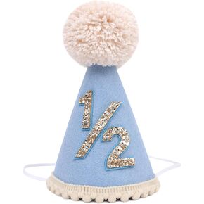 قبعة نصف عيد ميلاد - قبعة مخروطية لعيد ميلاد الطفل 1/2، زينة عيد ميلاد ستة أشهر، زي قبعة الحفلات للفتيات/الأولاد in Kuwait