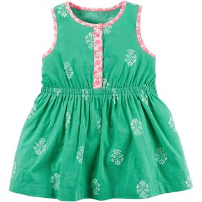 Carter's Baby Girl Dress Green with Pink Trim