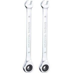HARFINGTON 4pcs Ratcheting Wrench 7mm Metric 12PT Cr-V Polished Chromed Ratcheting Double End Combination Wrench with 72 Tooth and 5° Movement Industrial Grade Gear Spanner Tool for Repair