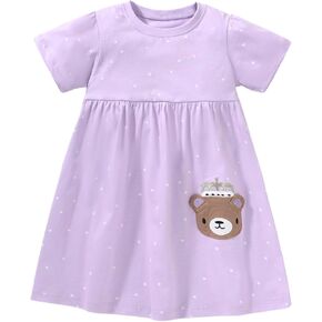 Princess Dress Cotton Dress for Girls Toddler Kids Baby, Short/Long Sleeve Playwear Outfit