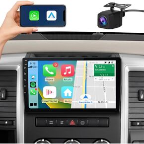 for Dodge RAM 1500 2500 3500 Radio Upgrade 2009 2010 2011 2012, Touch Screen Car Stereo, Wireless CarPlay Android Auto 4+64GB, Free Camera