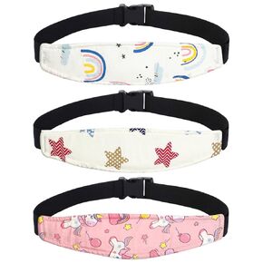 3 Pieces Baby Car seat Head Support - Head Band Strap Headrest, Sleep Sling Sleep Locator for Infants and Toddlers Cute Pattern Kids Travel (Group B)