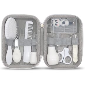 Baby Grooming Kit, 15 in 1 Portable Baby Safety Care Set with 01 Hair Brush Comb Nail Clipper Nasal Aspirator etc for Nursery Newborn Infant Girl Boys Keep Clean(White)