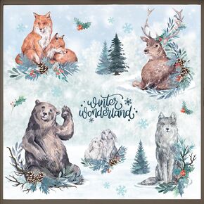 Mfault Winter Wonderland Woodland Animals Window Clings 4 Sheets, Forest Bear Fox Deer Wolf Rabbit Stickers Decals Decorations, Pine Tree Pine Cone Red Berry Snowflake Christmas Home Kitchen Decor
