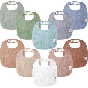 100% Cotton Muslin Baby Bibs 10-Pack Baby Drool Bibs for Unisex Baby Toddlers Infant Newborns Drooling and Teething