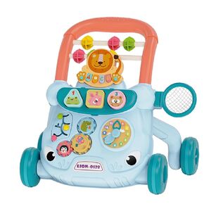IoF Baby Push Walker, Walker for Baby Boy Girl 6-12 Months with Educational Play Learning Panel, Sit-to-Stand Walkers, Child Activity Center & Toys for 12-18 Months Baby Boys Girls(Blue Lion)