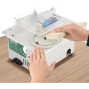 Huanyu Mini Table Saw 300W Precision Liftable Blade Hobby Table Saws Woodcrafts 1.14" Cut Depth Multifunctional Cutting Polishing Portable Electric Small Table Saw for DIY Woodworking Model Making