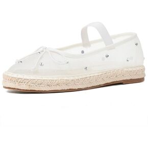 AMINUGAL Mesh Ballet Flats Shoes for Women Round Toe Platform Mary Jane Flats Elastic Espadrilles Mesh Flats Shoes Women Dressy Comfortable Ballerina Flats for Women