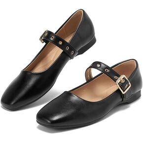 Mary Jane Shoes Women Velvet Flats Shoes Ballet Flats Shoes with Strap Square Toe Shoes Closed Toe Buckle Shoes Mary Janes Shoes Maryjane Flat Shoes for Women Dressy