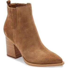 Imily Bela Womens Ankle Boots Pointed Toe Chunky Stacked Mid Heeled Faux Suede Leather Booties