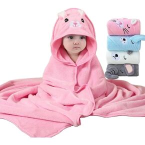 Baby Hooded Bath Towels - Keep Warm - Ultra Soft and Absorbent - Animal Designs - Organic Baby Bath - for Babies - Toddler - Newborn - 31 x 31in (Cotton, Gray)